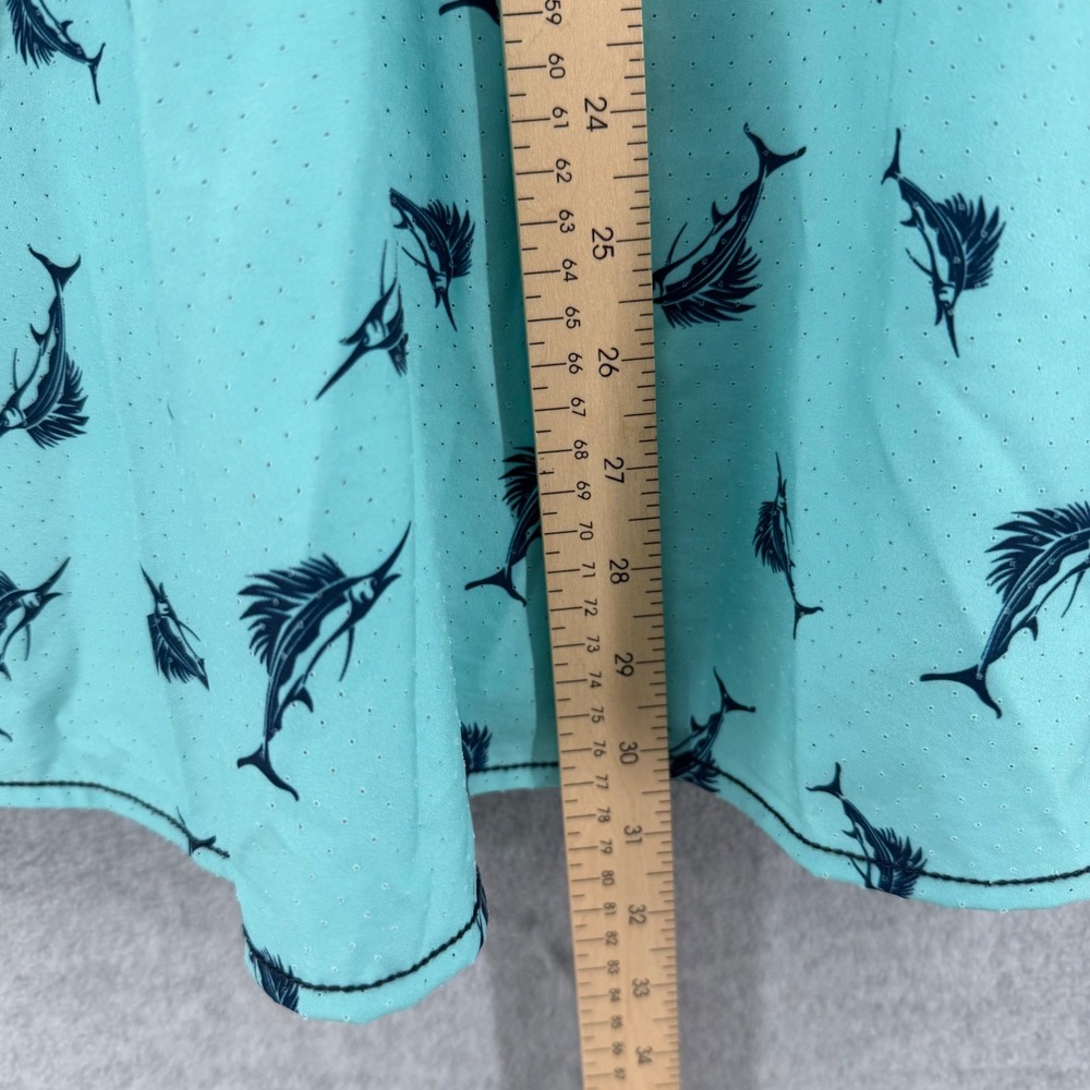 Canada Weathergear Mens Large Marlin Fish Print Button Down Shirt Aqua Turquoise - Picture 13 of 13